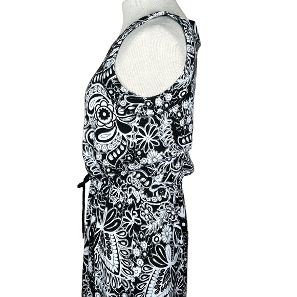 T by Talbots Sleeveless Black & White Casual Knit Dress With Drawstring Waist SP - Picture 11 of 15